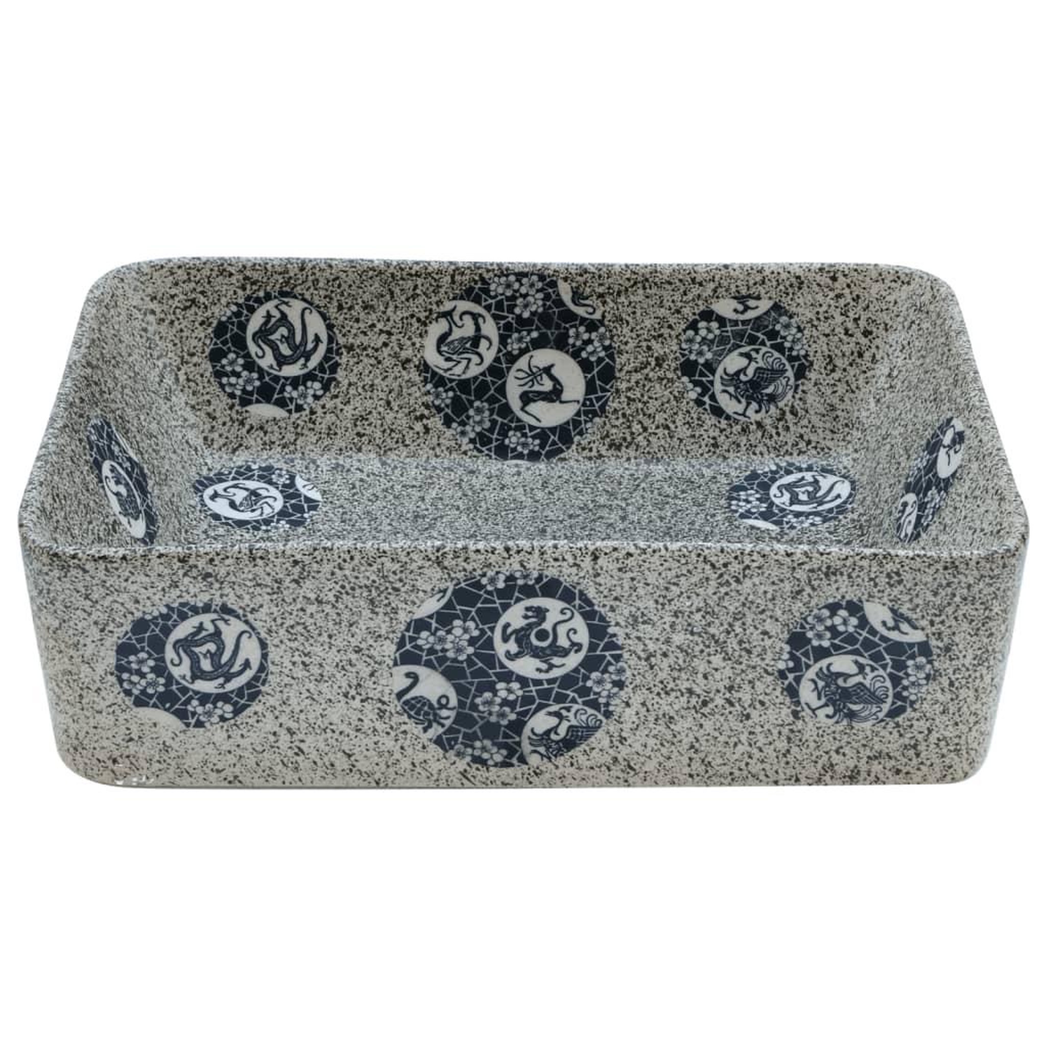 Voir la diapositive 4 : VIDAXL Vasque a poser multicolore rectangulaire 46x35,5x13cm ceramique