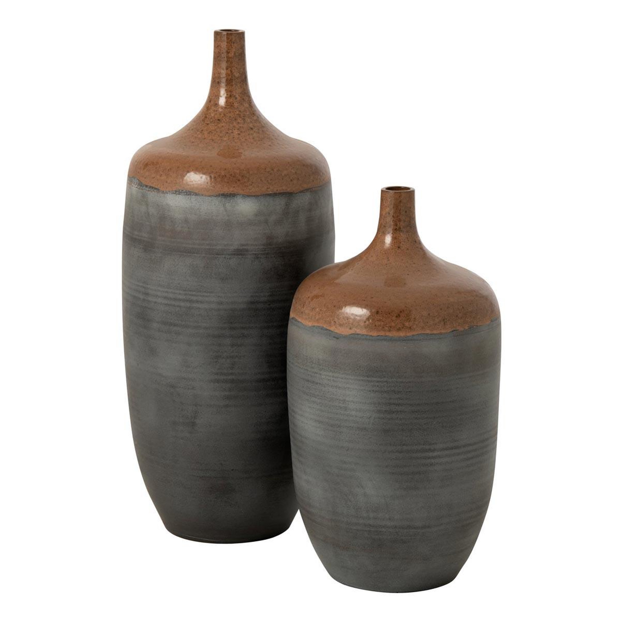 Voir la diapositive 2 : J-LINE Vase en céramique  havan  60cm bleu gris