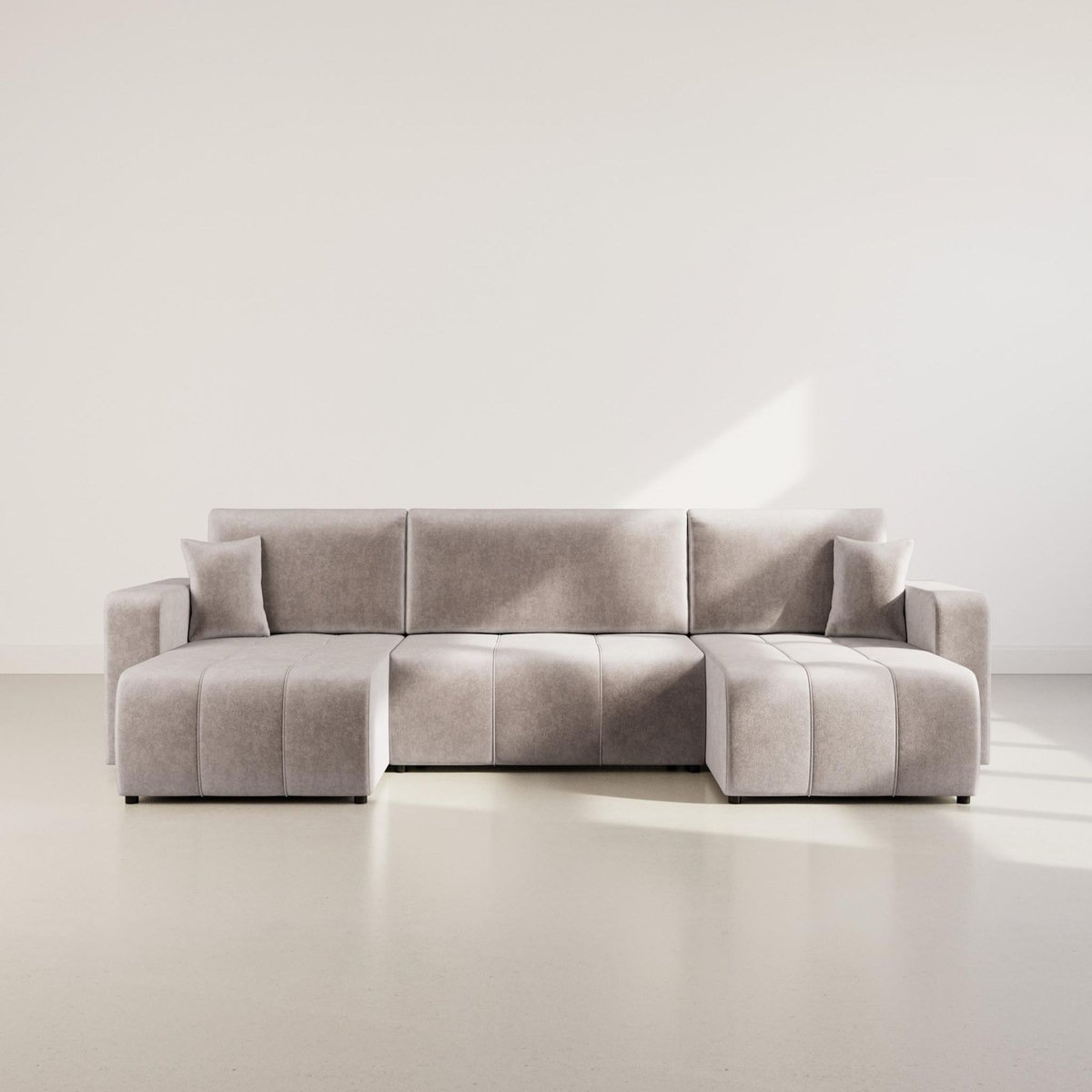 BEST MOBILIER Nicole - canapé panoramique en u 7 places convertible avec coffre en tissu