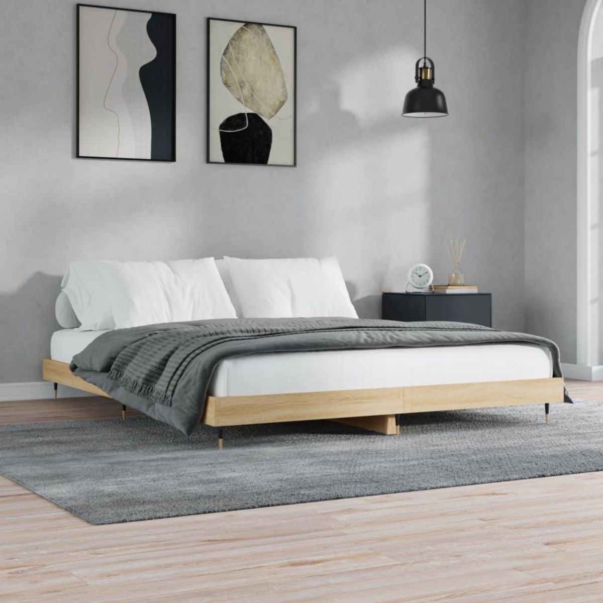 VIDAXL Cadre de lit sans matelas chene sonoma 200x200 cm