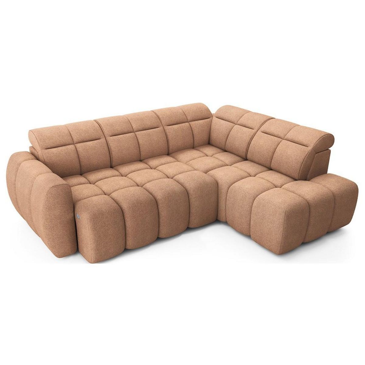 BEST MOBILIER Basile - canapé d'angle droit 4 places assise extensible électrique avec coffre en tissu texturé