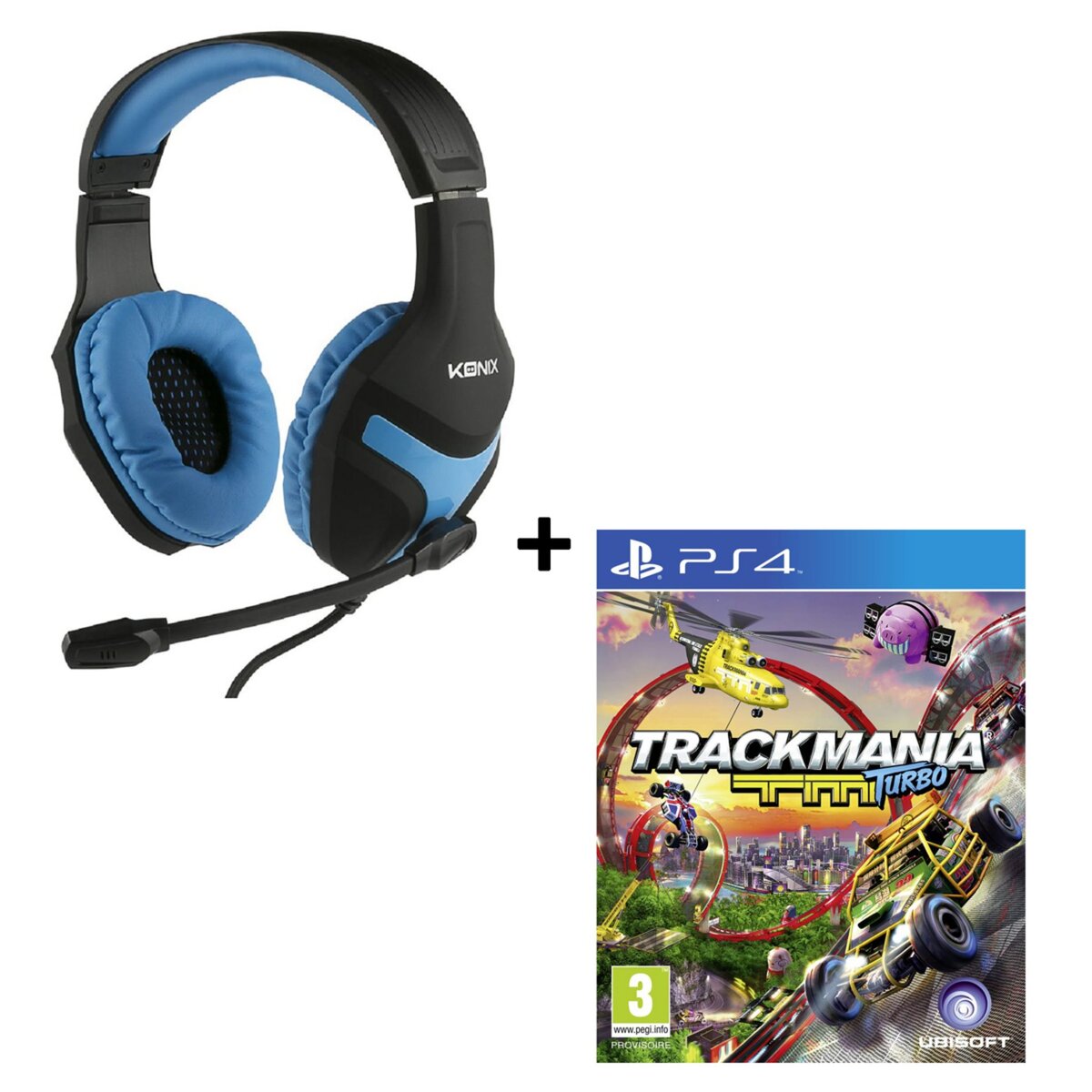 Casque Gaming Konix PS4 + Trackmania Turbo PS4