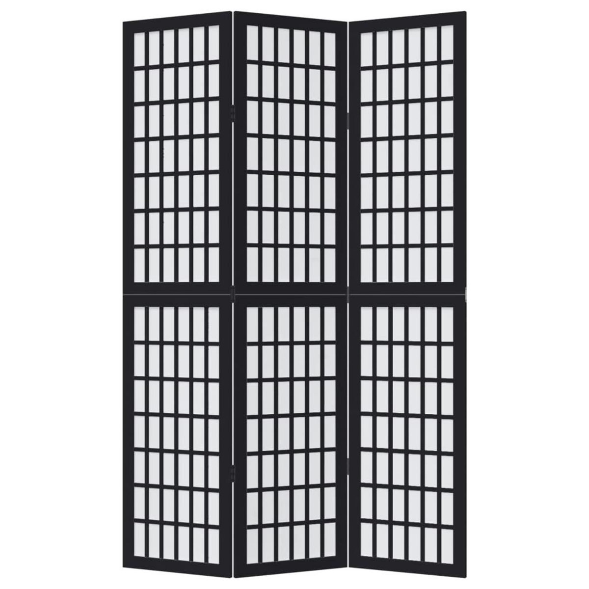 VIDAXL Cloison de separation 3 panneaux noir bois de paulownia massif