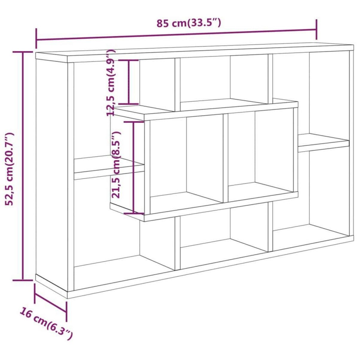 VIDAXL Etagere murale Blanc brillant 85x16x52,5 cm Bois d'ingenierie