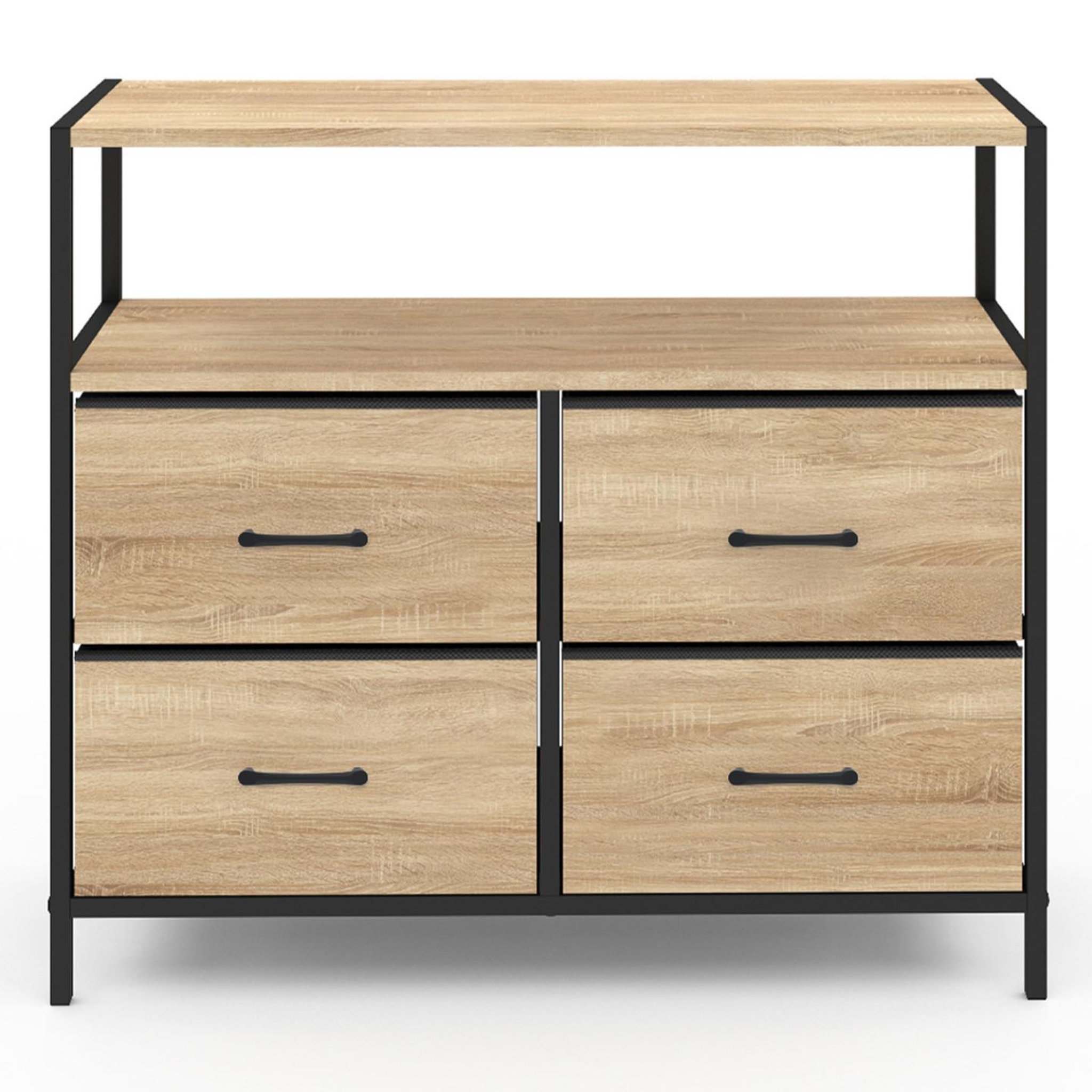 Voir la diapositive 3 : ID MARKET Commode 4 tiroirs en tissu utah 80 cm meuble de rangement design industriel