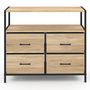 Voir la diapositive 3 : ID MARKET Commode 4 tiroirs en tissu UTAH 80 cm meuble de rangement design industriel