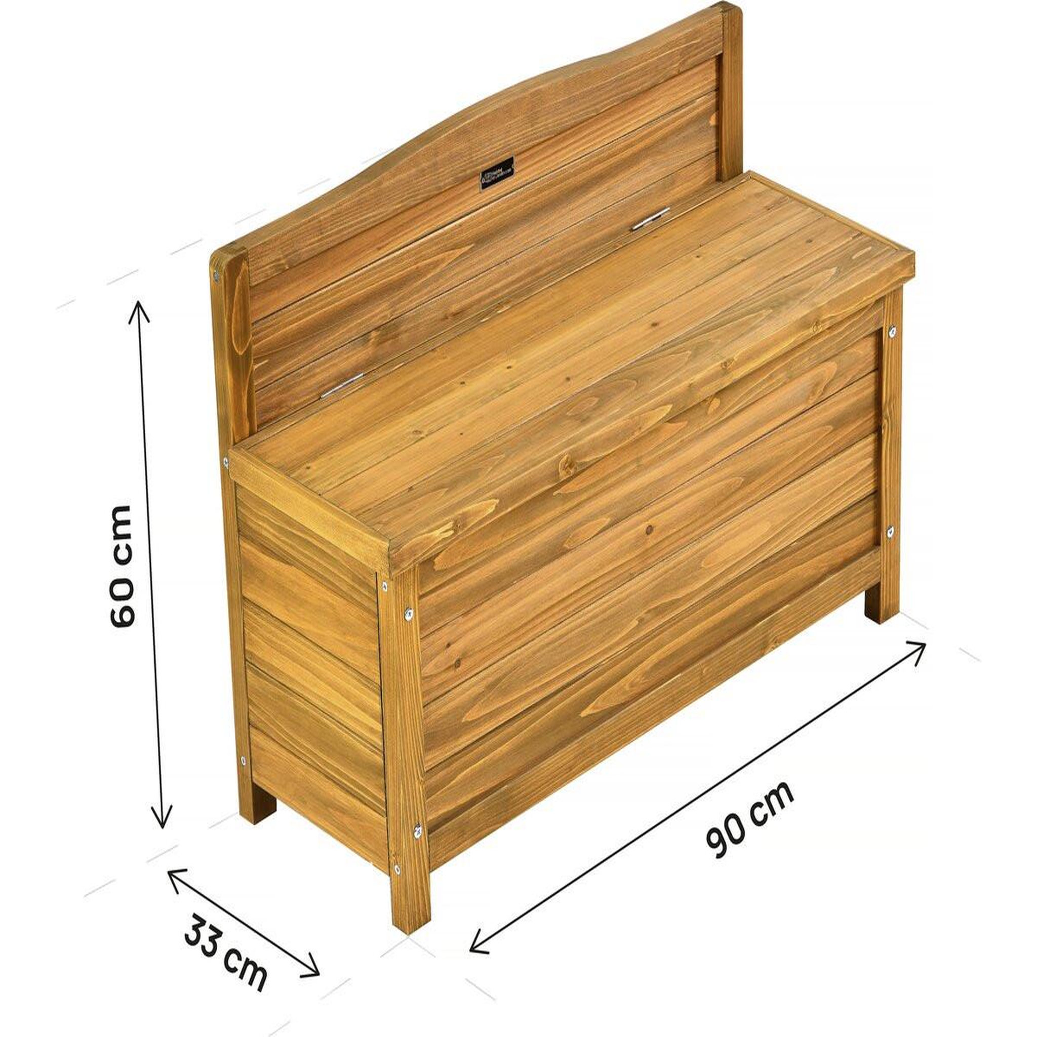 Voir la diapositive 3 : Habitat et Jardin Banc coffre de jardin en bois  Ben  - 90 x 33 x 60 cm - Marron
