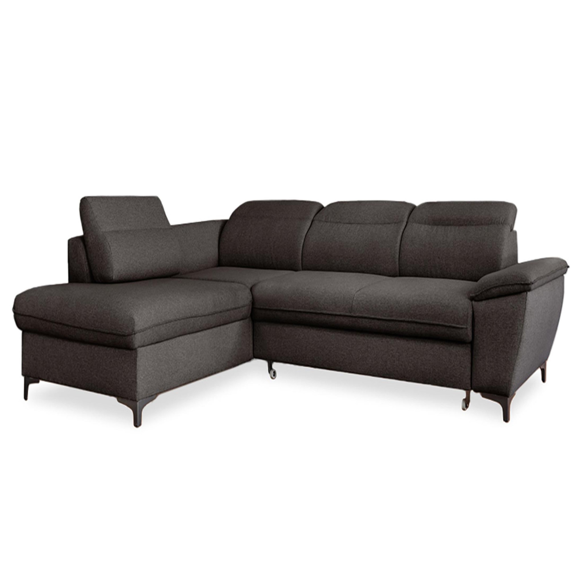 Voir la diapositive 1 : BEST MOBILIER Clever - canapé d'angle gauche - 5 places - convertible avec coffre et têtières - en tissu