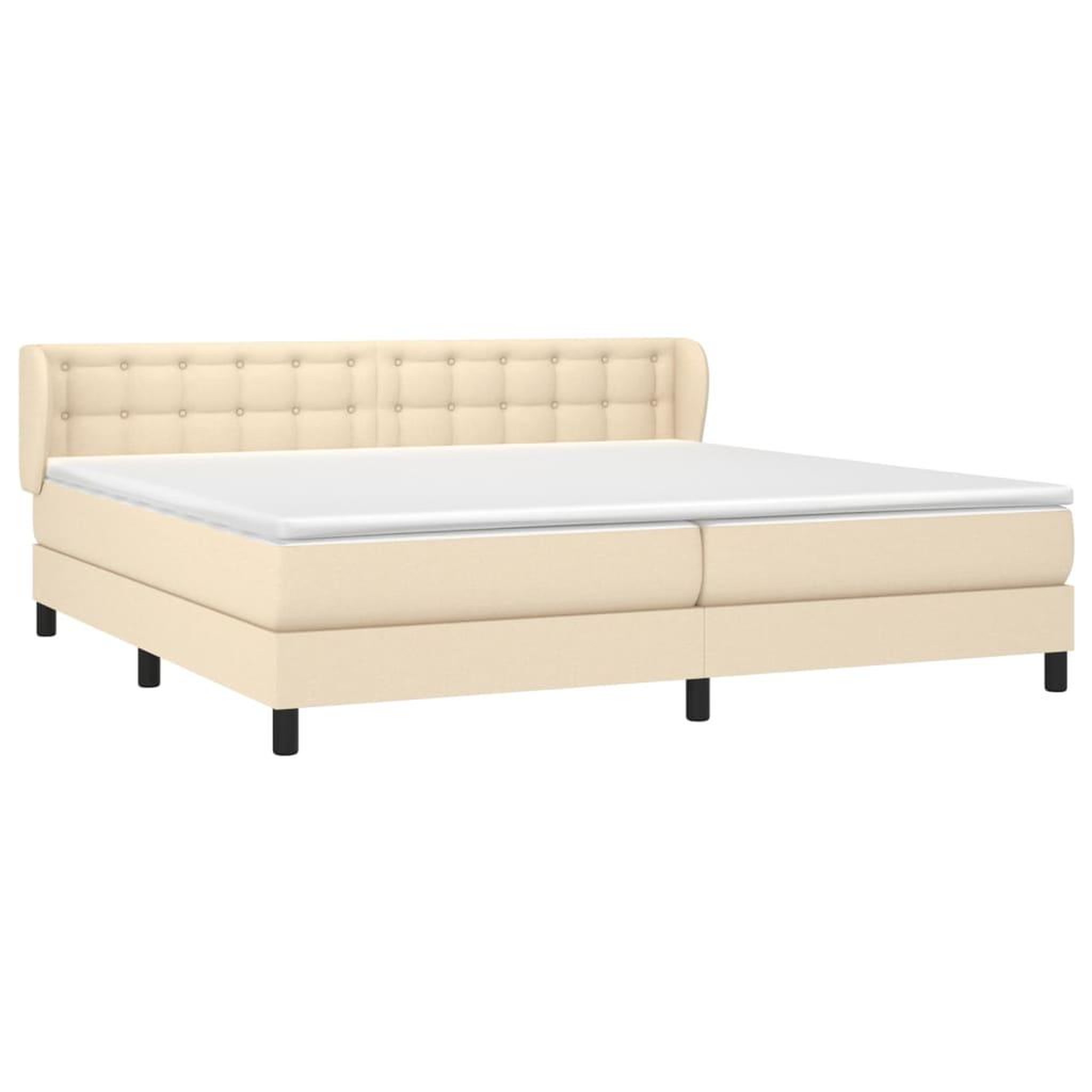 Voir la diapositive 3 : VIDAXL Sommier a lattes de lit avec matelas Creme 200x200 cm Tissu