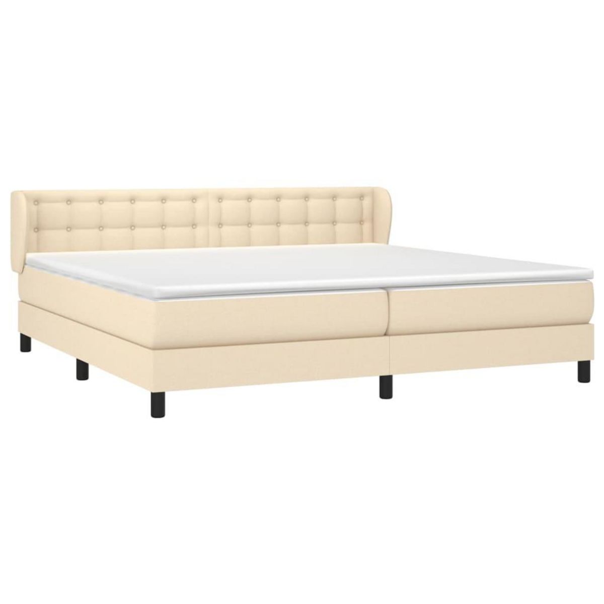 VIDAXL Sommier a lattes de lit avec matelas Creme 200x200 cm Tissu