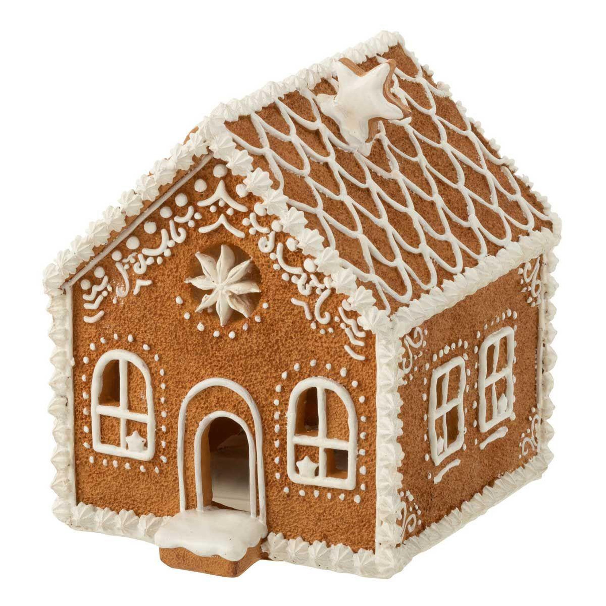 J-LINE Décoration de noël  maison pain d'épice  18cm marron
