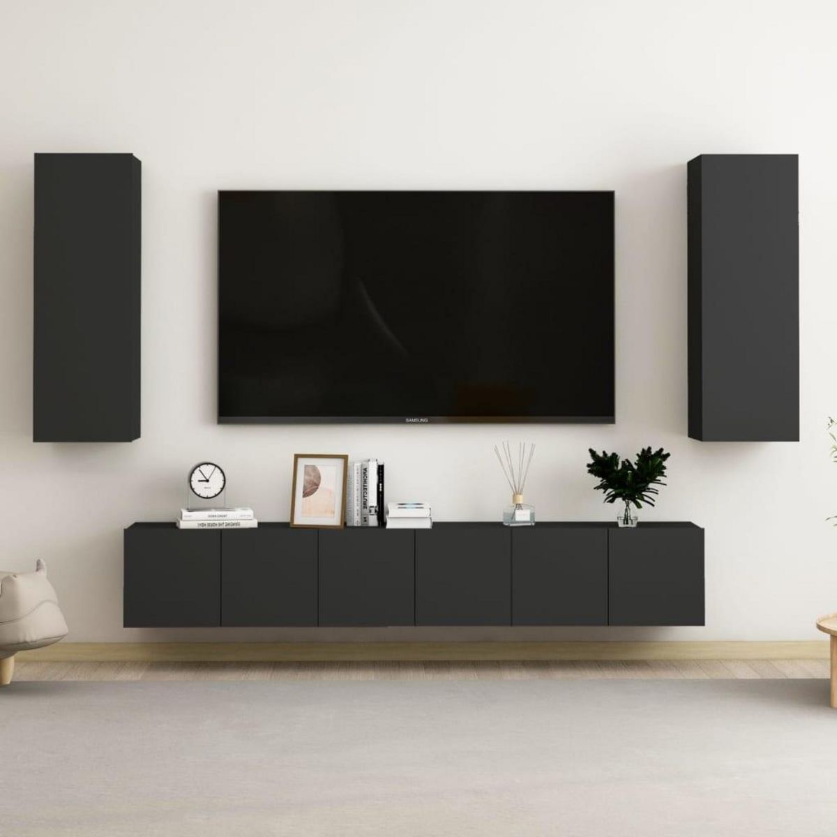 VIDAXL Ensemble de meubles TV 5 pcs Noir Bois d'ingenierie