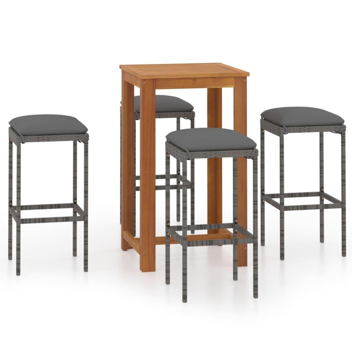 VIDAXL Ensemble de bar de jardin avec coussins 5 pcs Gris