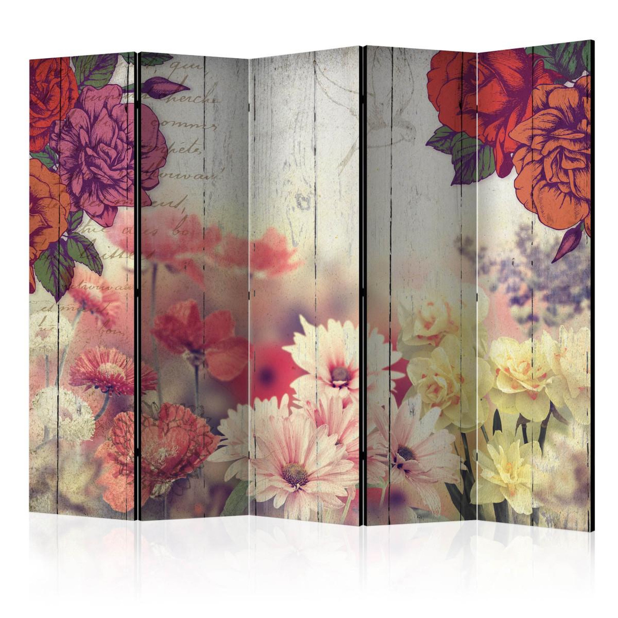 Paris Prix Paravent 5 volets  vintage flowers  172x225cm