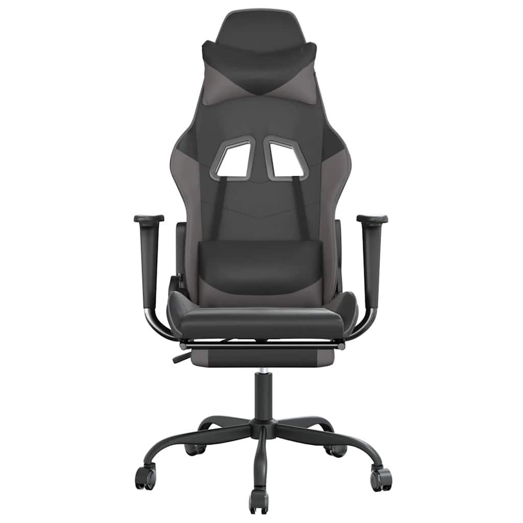Voir la diapositive 4 : VIDAXL Chaise de jeu de massage avec repose-pied Noir&Gris Similicuir