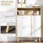 Voir la diapositive 6 : HOMCOM Meuble à chaussures design scandinave placard 3 portes 3 étagères niche piètement effilé incliné bois panneaux aspect chêne clair