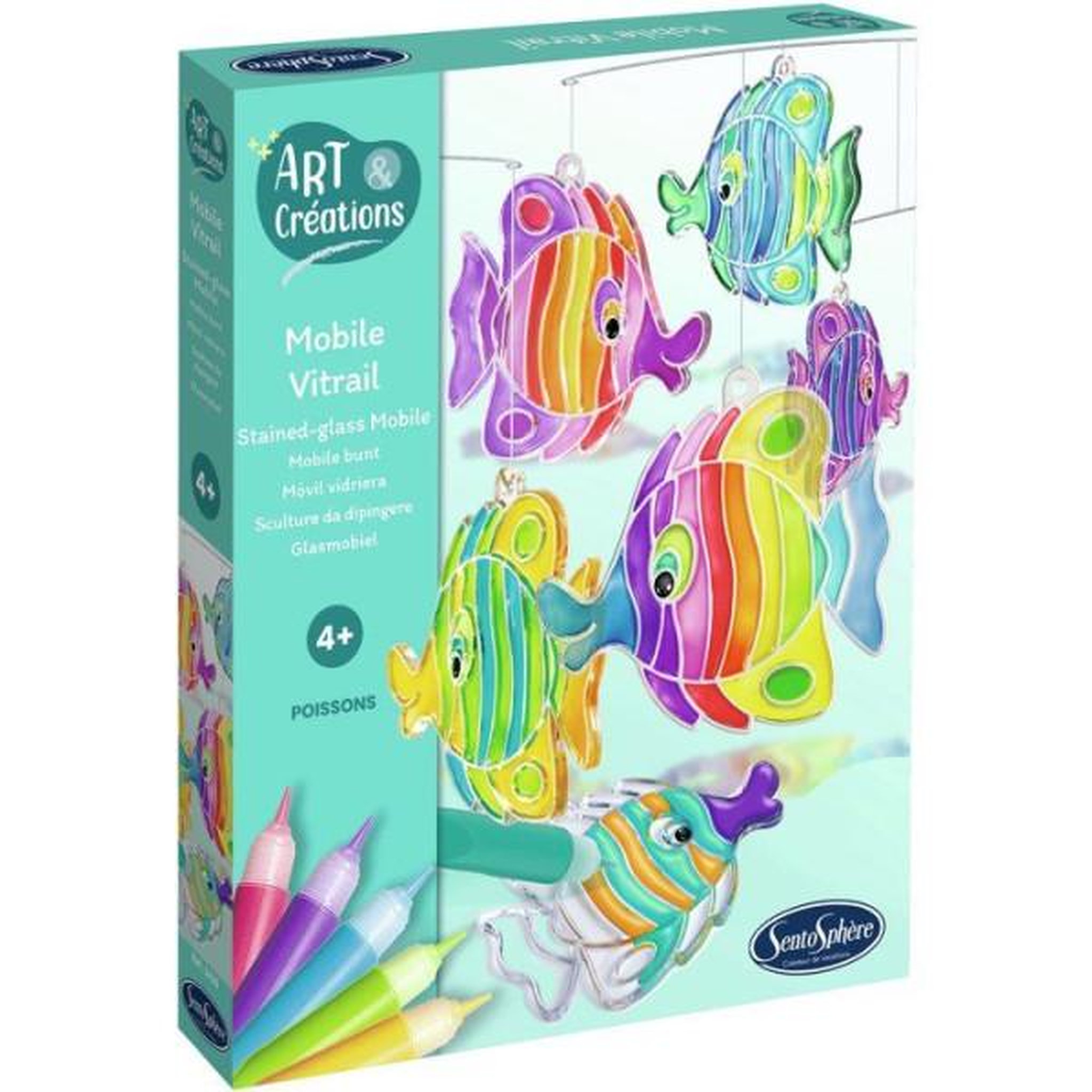Sentosphere Art & créations mobile vitrail - sentosphere - poissons - activité créative facile et utile pour décoration - des 4 ans