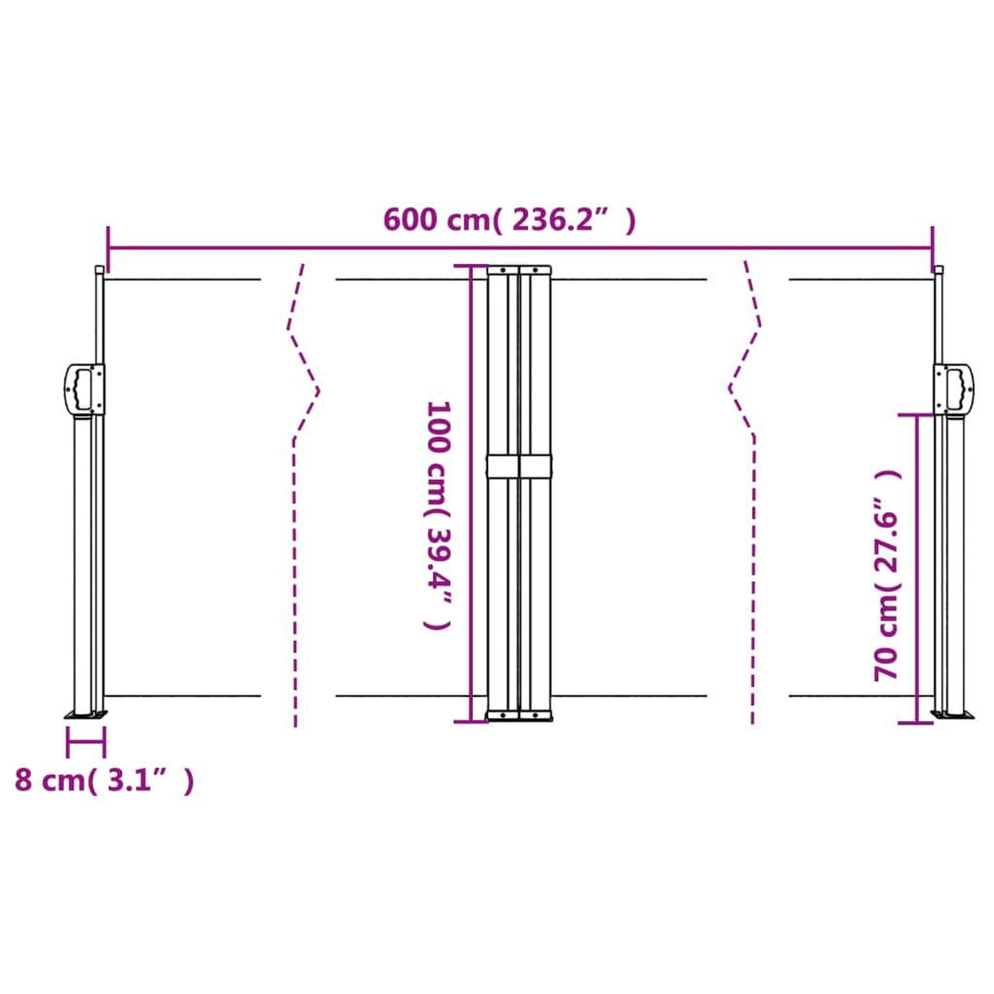 Voir la diapositive 6 : VIDAXL Auvent lateral retractable taupe 100x600 cm