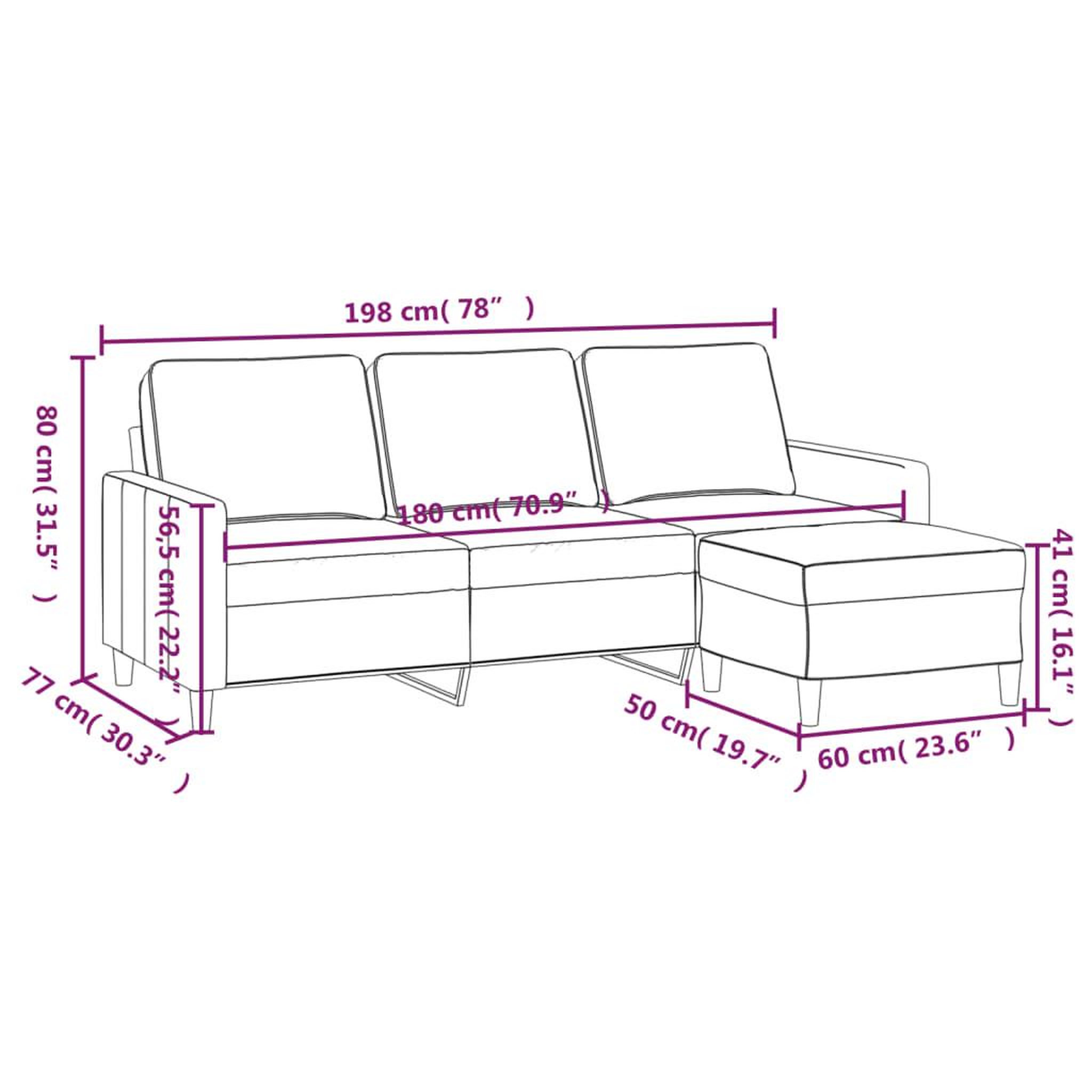 Voir la diapositive 6 : VIDAXL Canape a 3 places avec repose-pieds Gris fonce 180 cm Velours