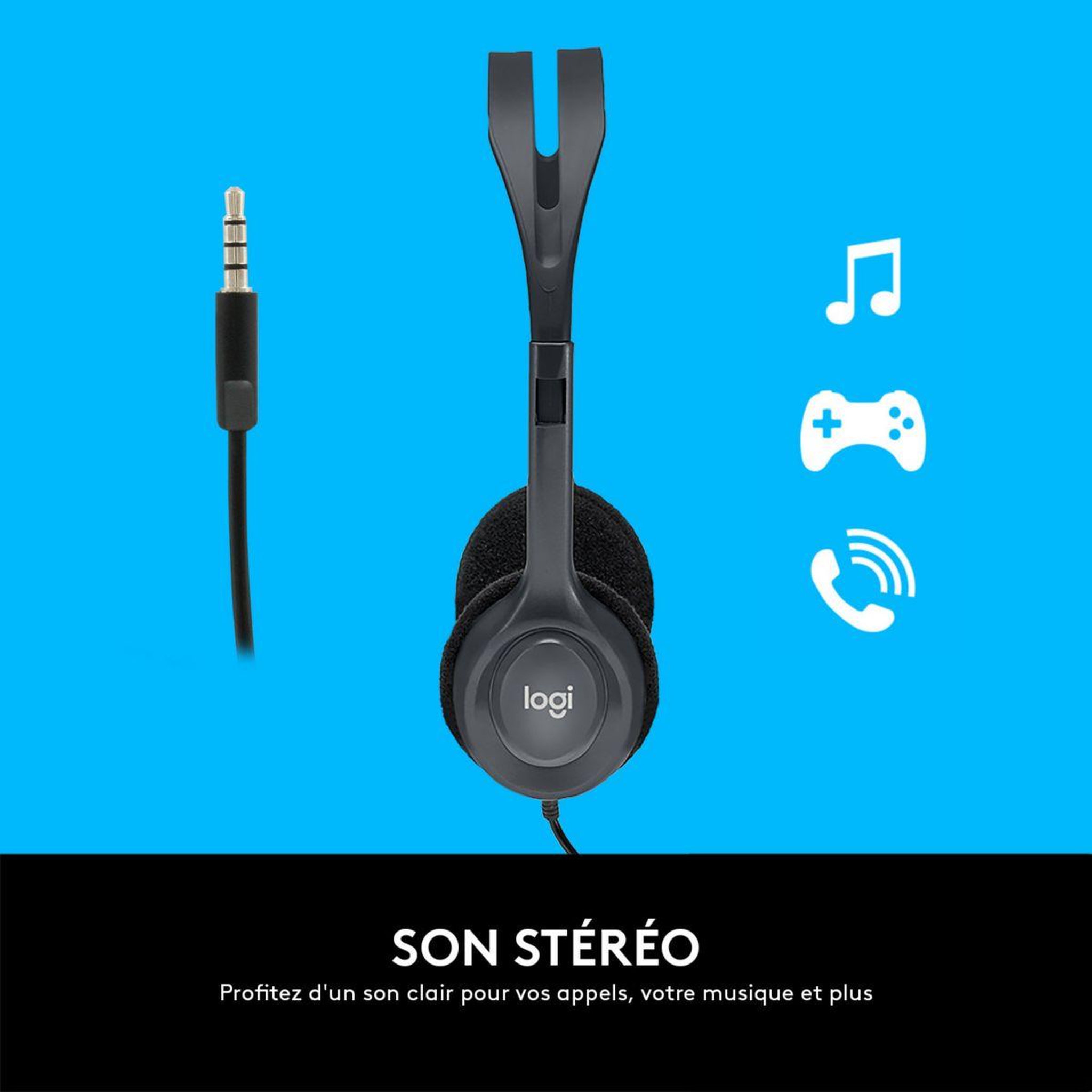 Voir la diapositive 2 : Logitech Logitech h111 casque avec fil arceau bureau/centre d'appels gris