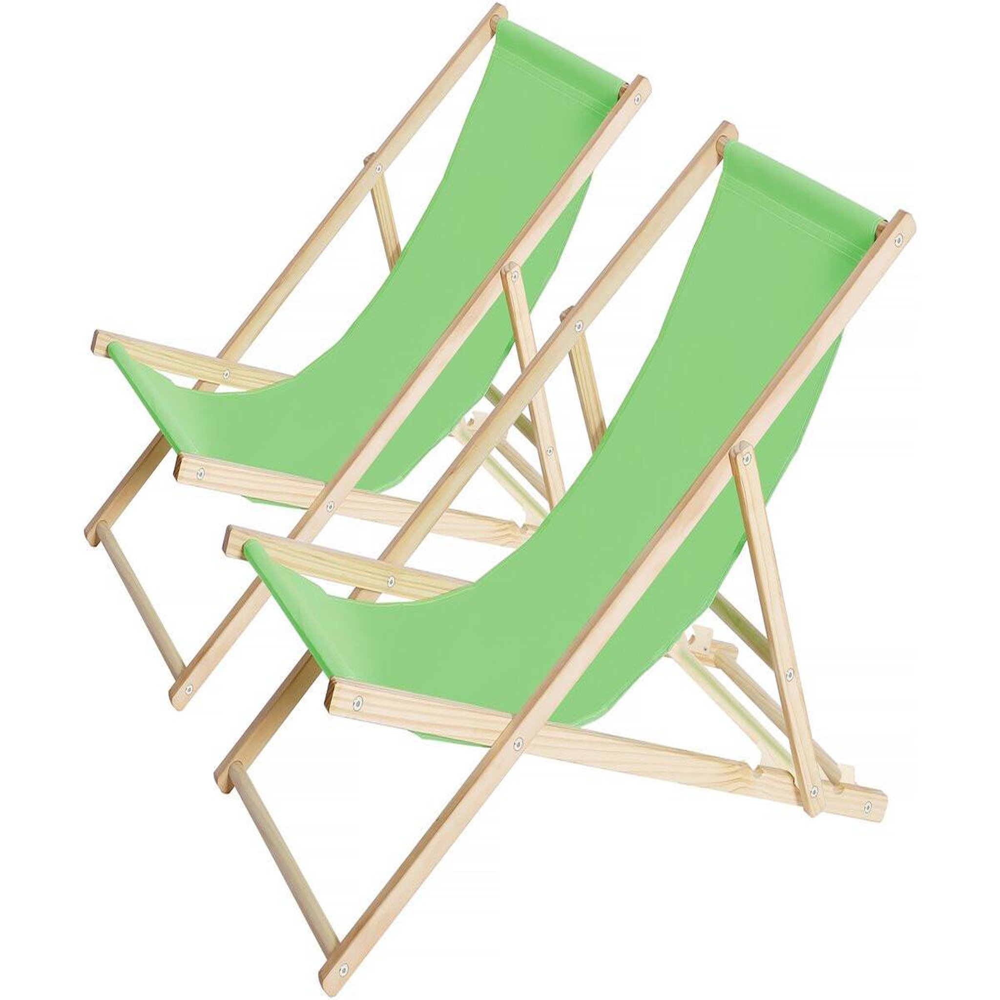 Habitat et Jardin Lot de 2 transats en bois  chilienne  - 107 x 56.5 x 81 cm - vert