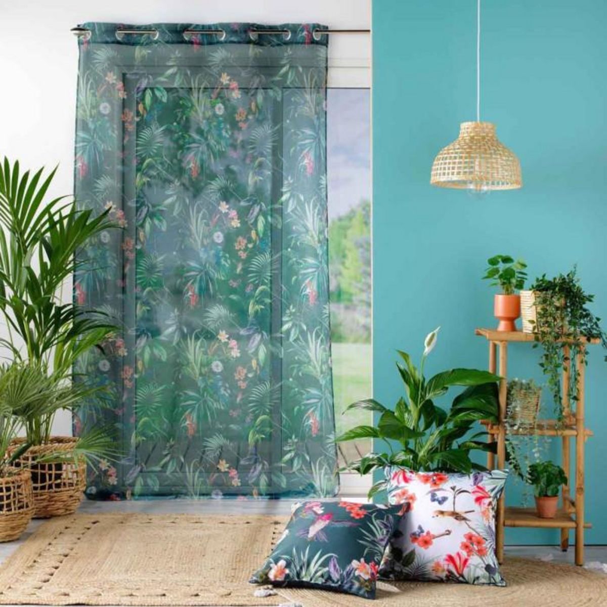 Paris Prix Rideau Voilage à Œillets  Féerie  140x240cm Émeraude