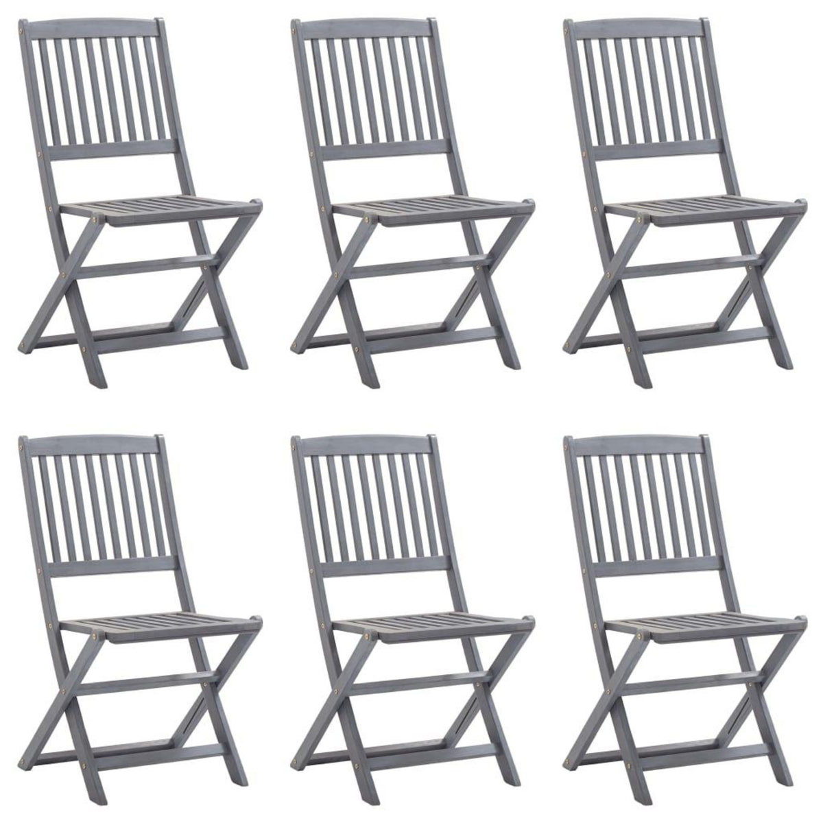 VIDAXL Chaises pliables d'exterieur lot de 6 Bois d'acacia solide