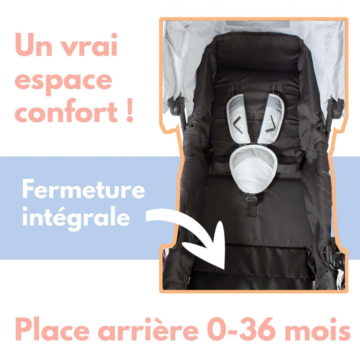 LOOPING Looping Poussette Double Jumeaux | Habillage Pluie | Black Emotion