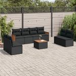 VIDAXL Salon de jardin 9 pcs avec coussins noir resine tressee