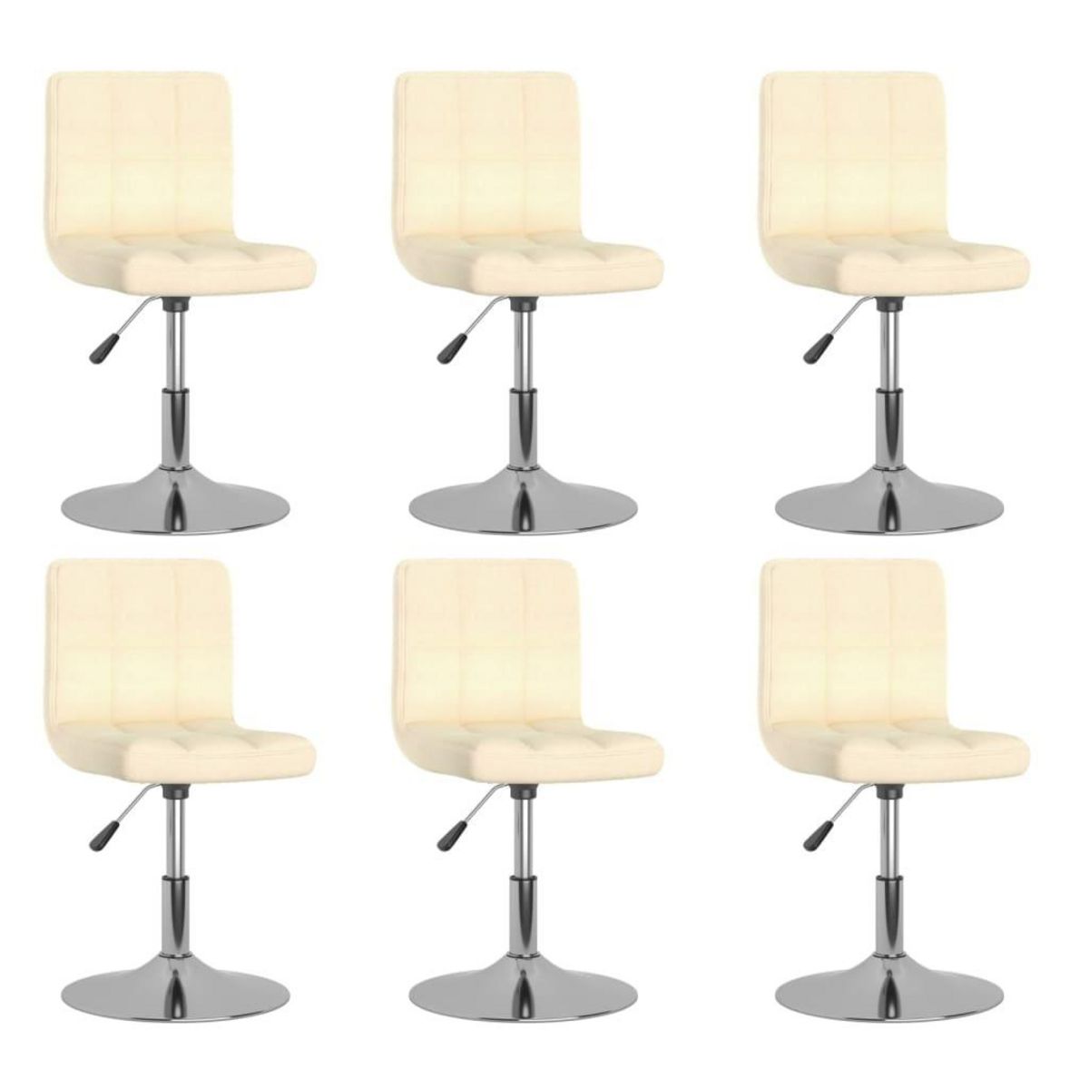 VIDAXL Chaises pivotantes a manger lot de 6 Creme Tissu