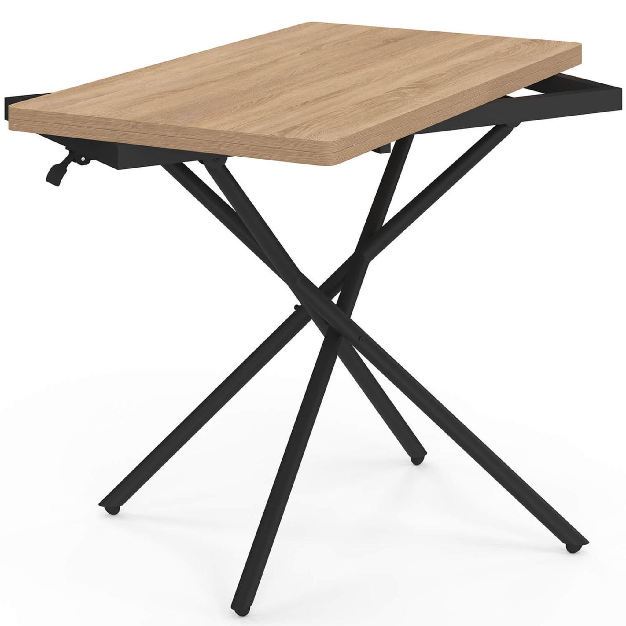 Voir la diapositive 6 : ID MARKET Table basse 2 en 1 relevable en table à manger rectangulaire alix 100 cm bois et noir