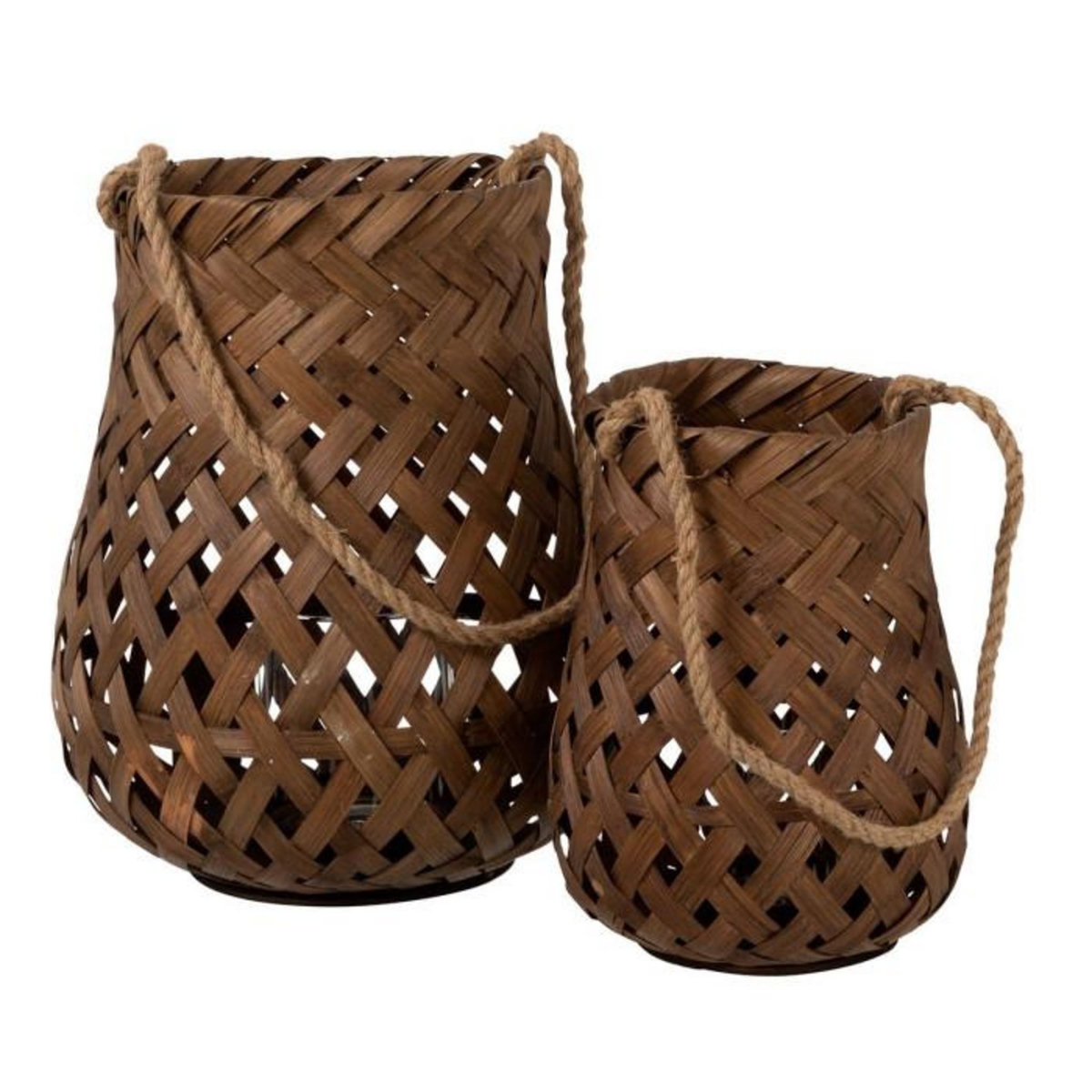 Paris Prix Lanterne Ronde en Bambou  Tresse  30cm Marron