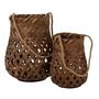 Voir la diapositive 2 : Paris Prix Lanterne Ronde en Bambou  Tresse  30cm Marron