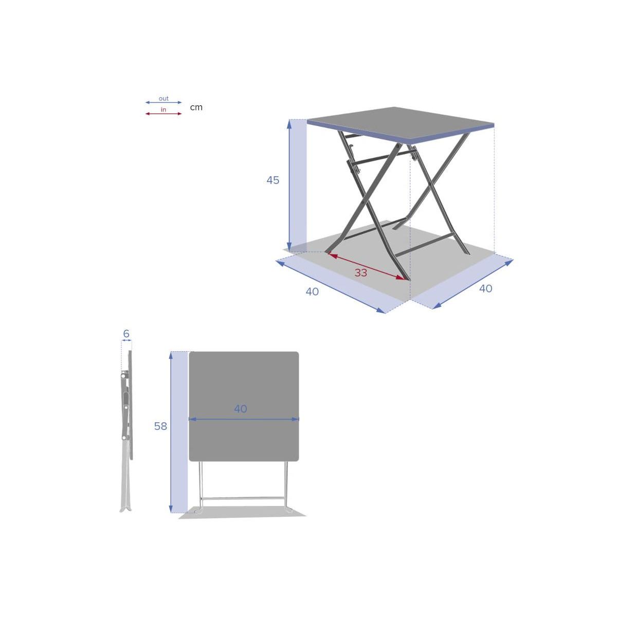 HESPERIDE Table d'appoint carrée pliante Greensboro Argile - 40 x 40 cm - Hespéride