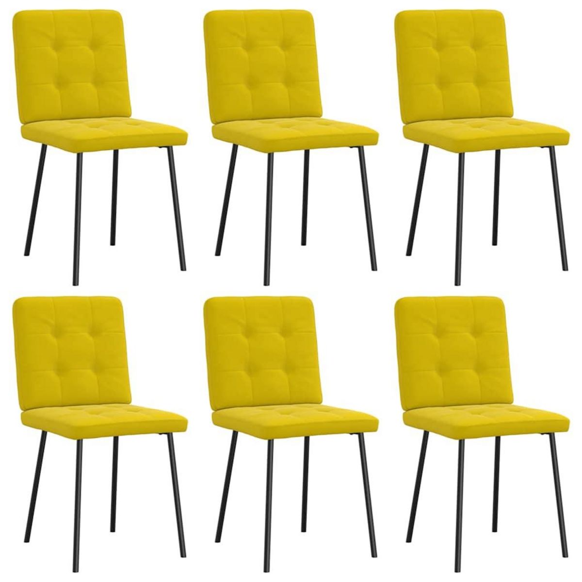 VIDAXL Chaises a manger lot de 6 jaune velours