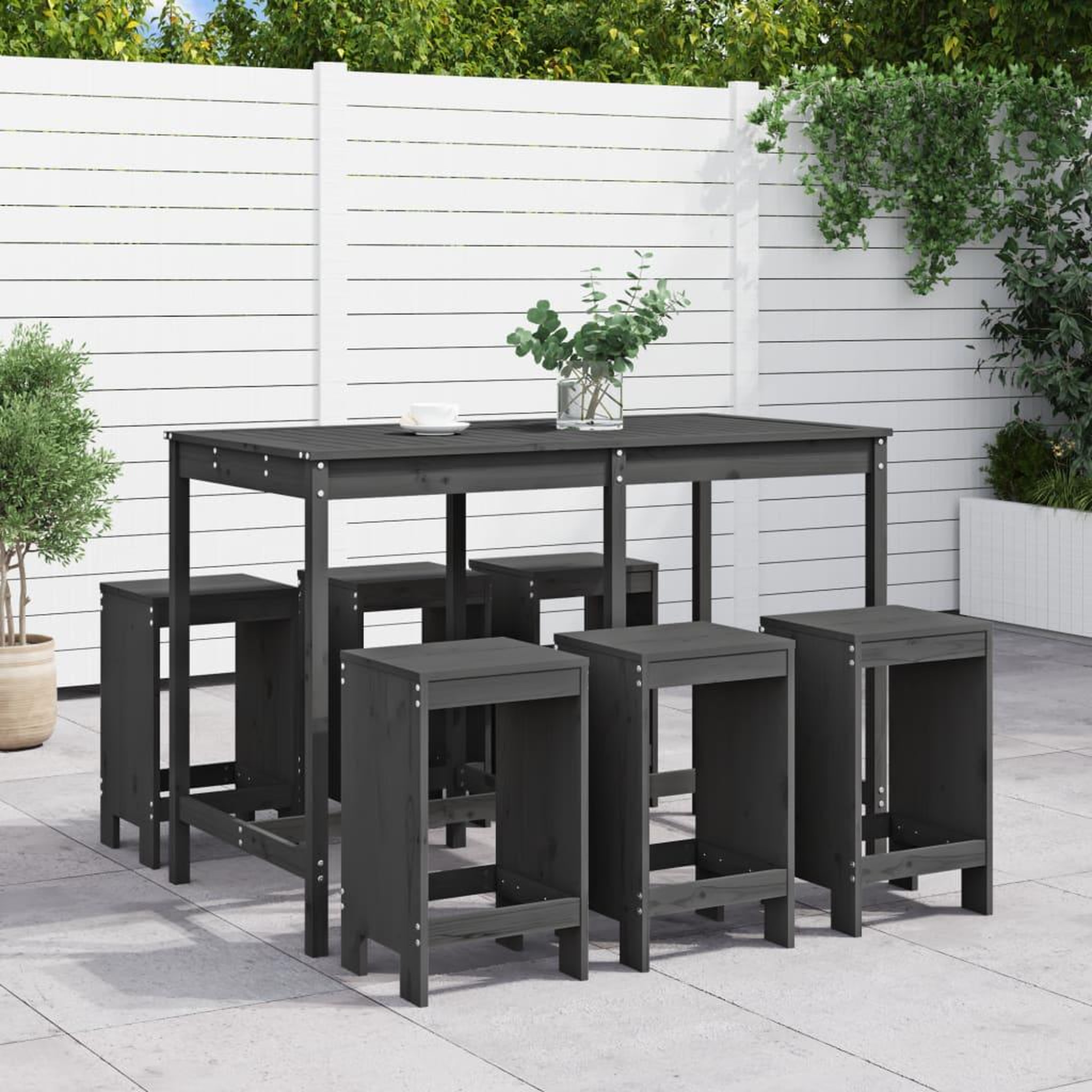 VIDAXL Ensemble de bar de jardin 7 pcs gris bois de pin massif