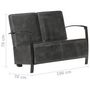 Voir la diapositive 6 : VIDAXL Canape a 2 places gris delave cuir veritable