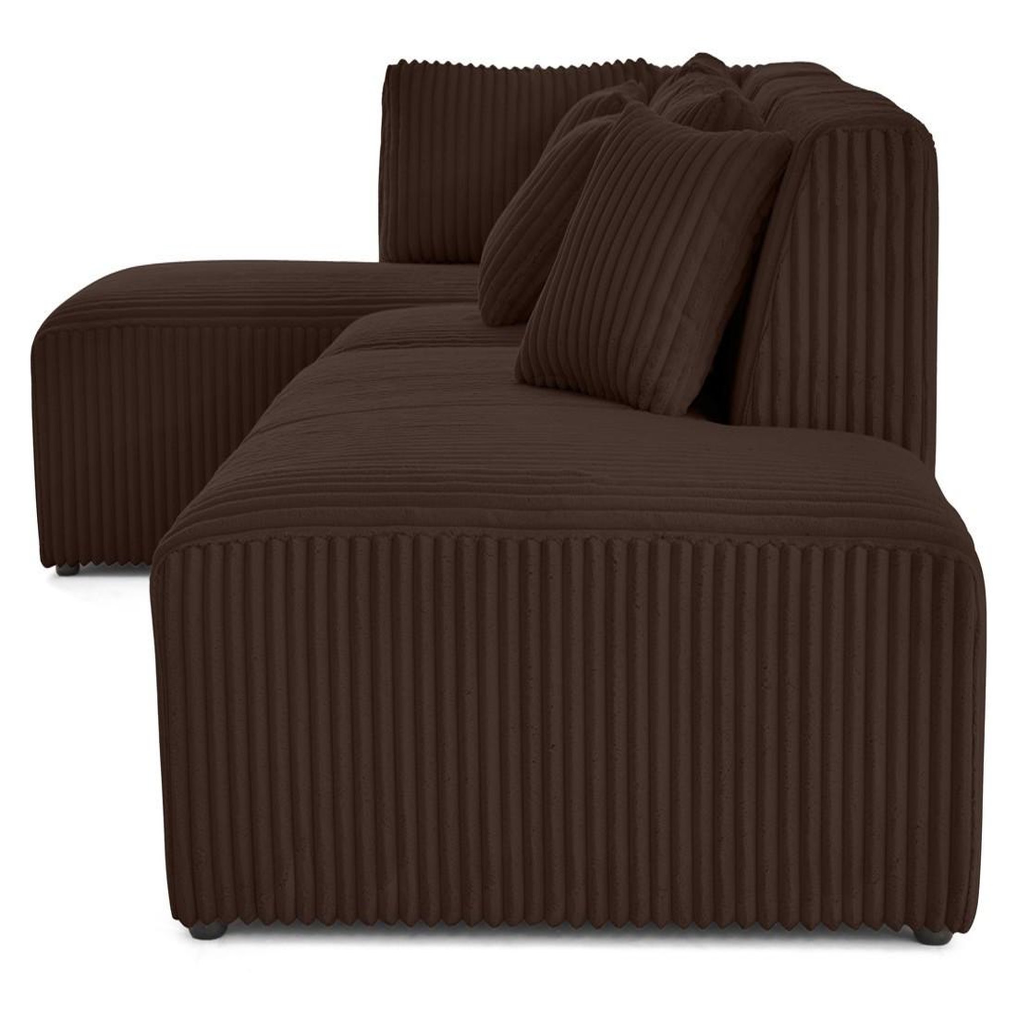Voir la diapositive 3 : LISA DESIGN Victoire - canapé modulable d'angle gauche 5 places en velours côtelé grosses côtes