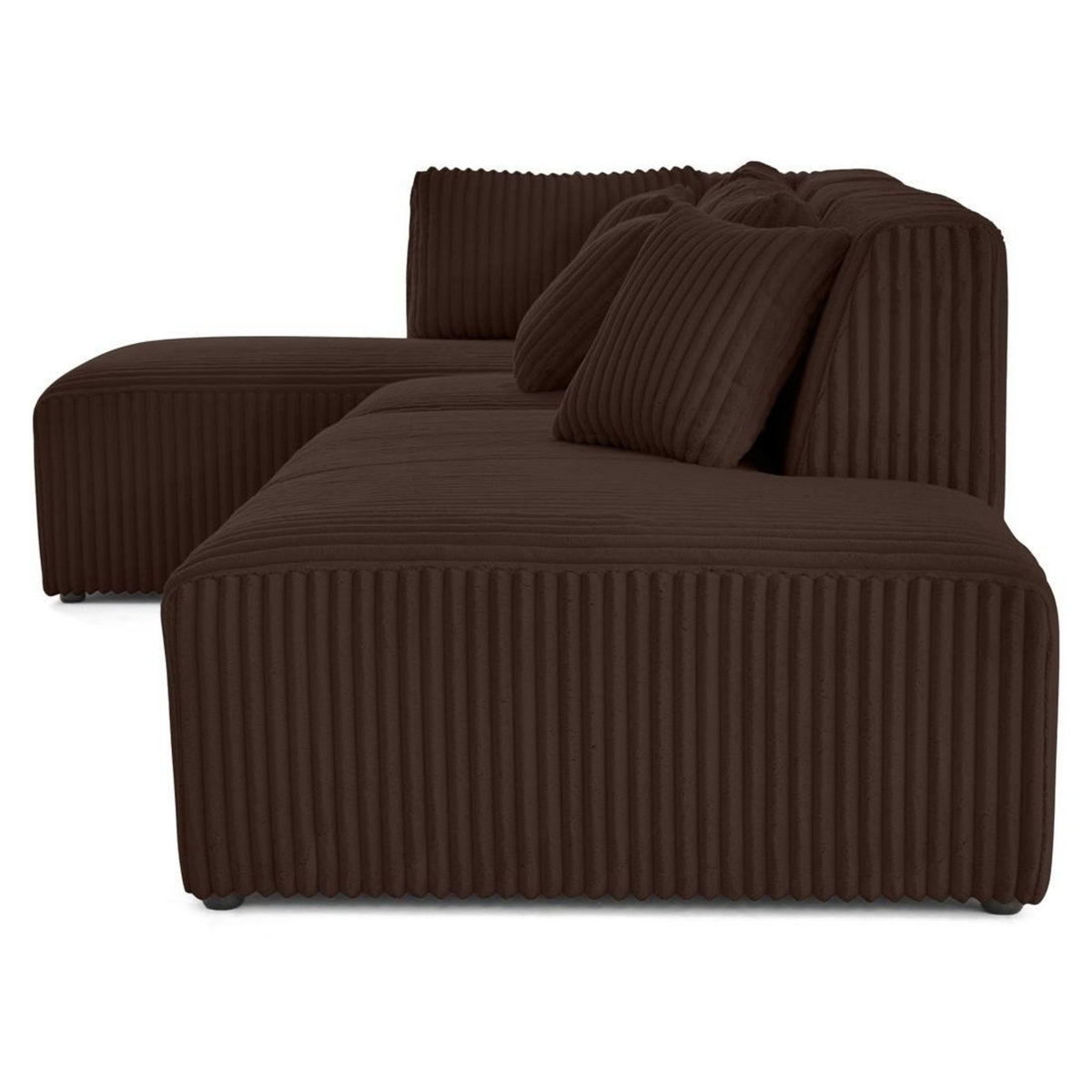 LISA DESIGN Victoire - canapé modulable d'angle gauche 5 places en velours côtelé grosses côtes