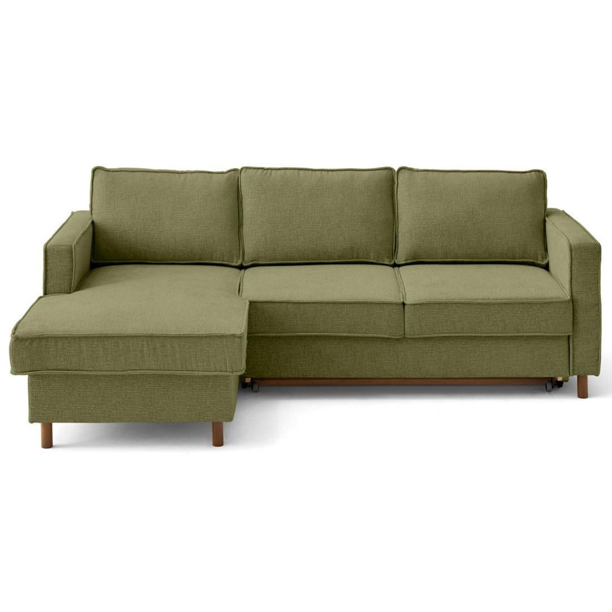 LISA DESIGN Jake - canapé d'angle gauche 4 places convertible avec coffre en tissu velours relief