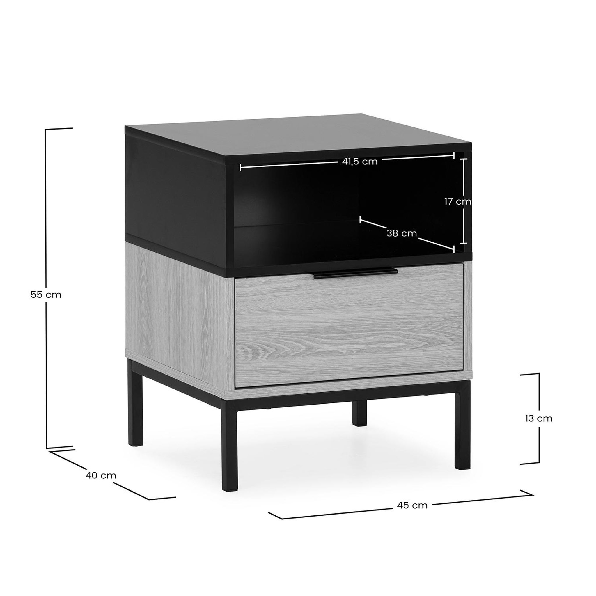 Voir la diapositive 6 : VS VENTA-STOCK Table de chevet Nieve 1 tiroir couleur Chêne