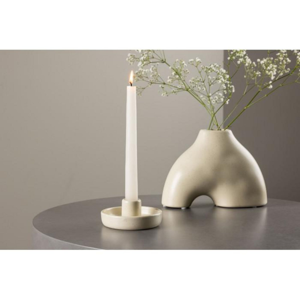 Paris Prix Bougeoir en Céramique  Otis  11cm Beige & Noir