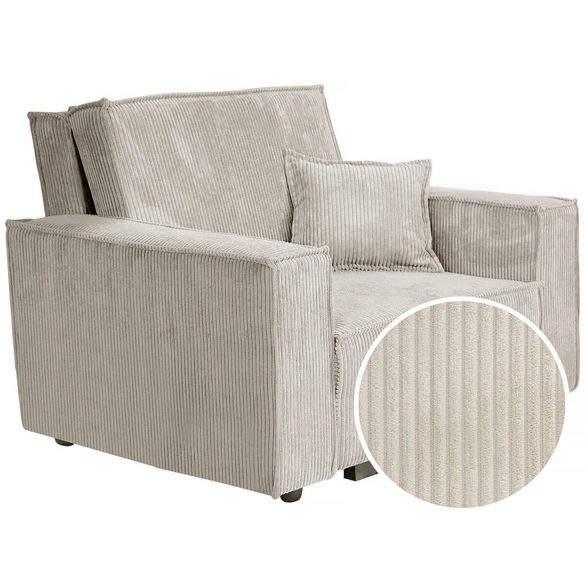 Habitat et Jardin Fauteuil convertible en velours côtelé  Clivia  - Beige