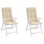 Voir la diapositive 4 : VIDAXL Coussins de chaise de jardin dossier haut lot de 2 beige tissu