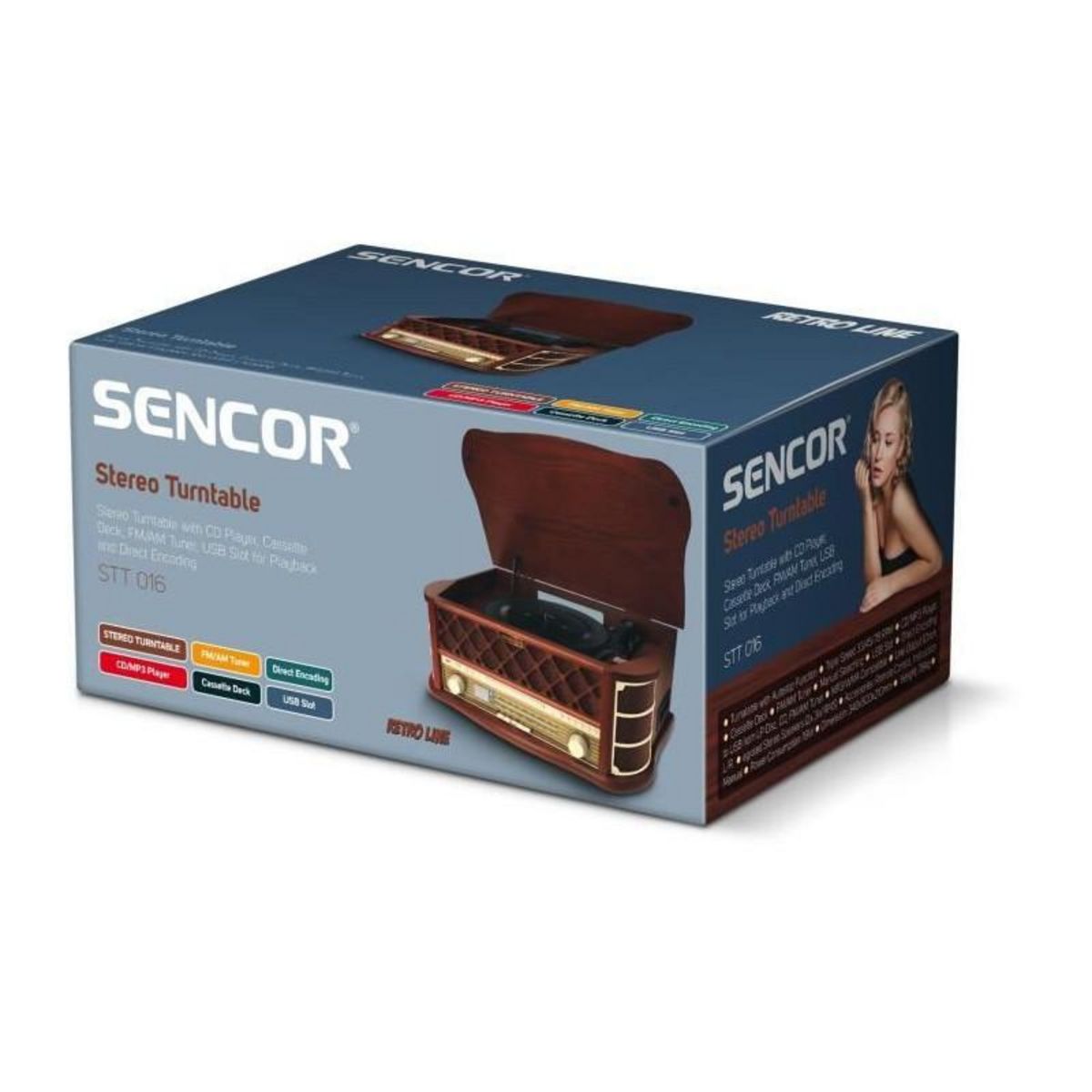 SENCO Platine rétro - SENCOR - STT 016 - 6 W - Lecteur CD/cassettes - USB - Marron
