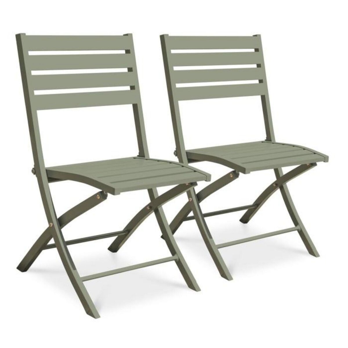 Paris Prix Lot de 2 Chaises de Jardin Pliantes  Marius  82cm Kaki