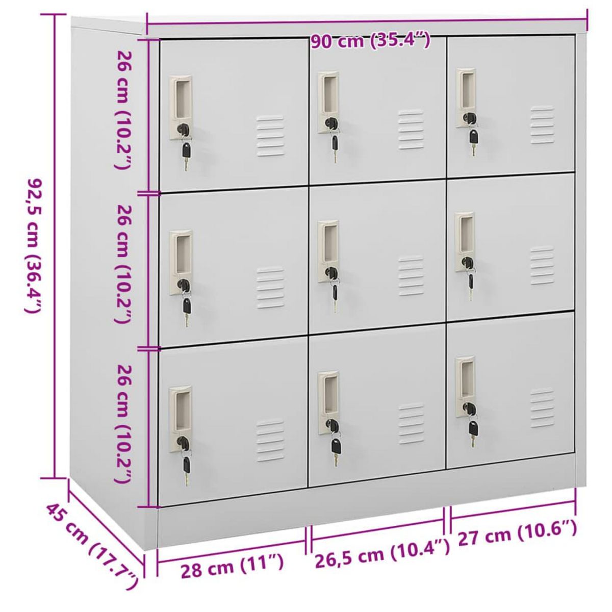 VIDAXL Armoire a casiers Gris clair 90x45x92,5 cm Acier