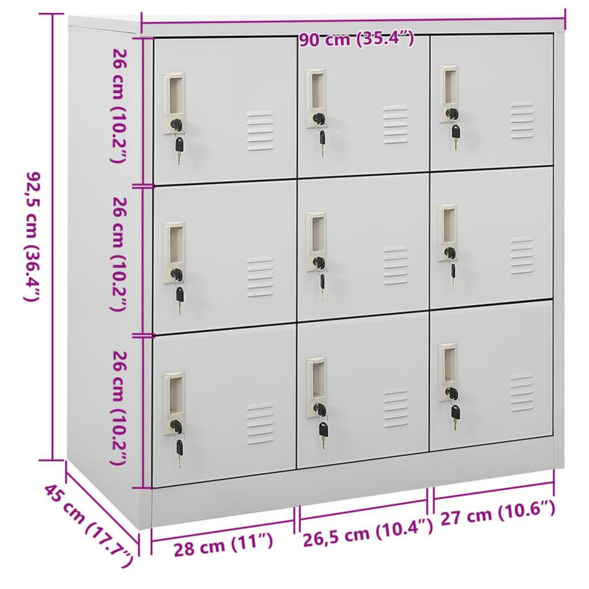 VIDAXL Armoire a casiers Gris clair 90x45x92,5 cm Acier