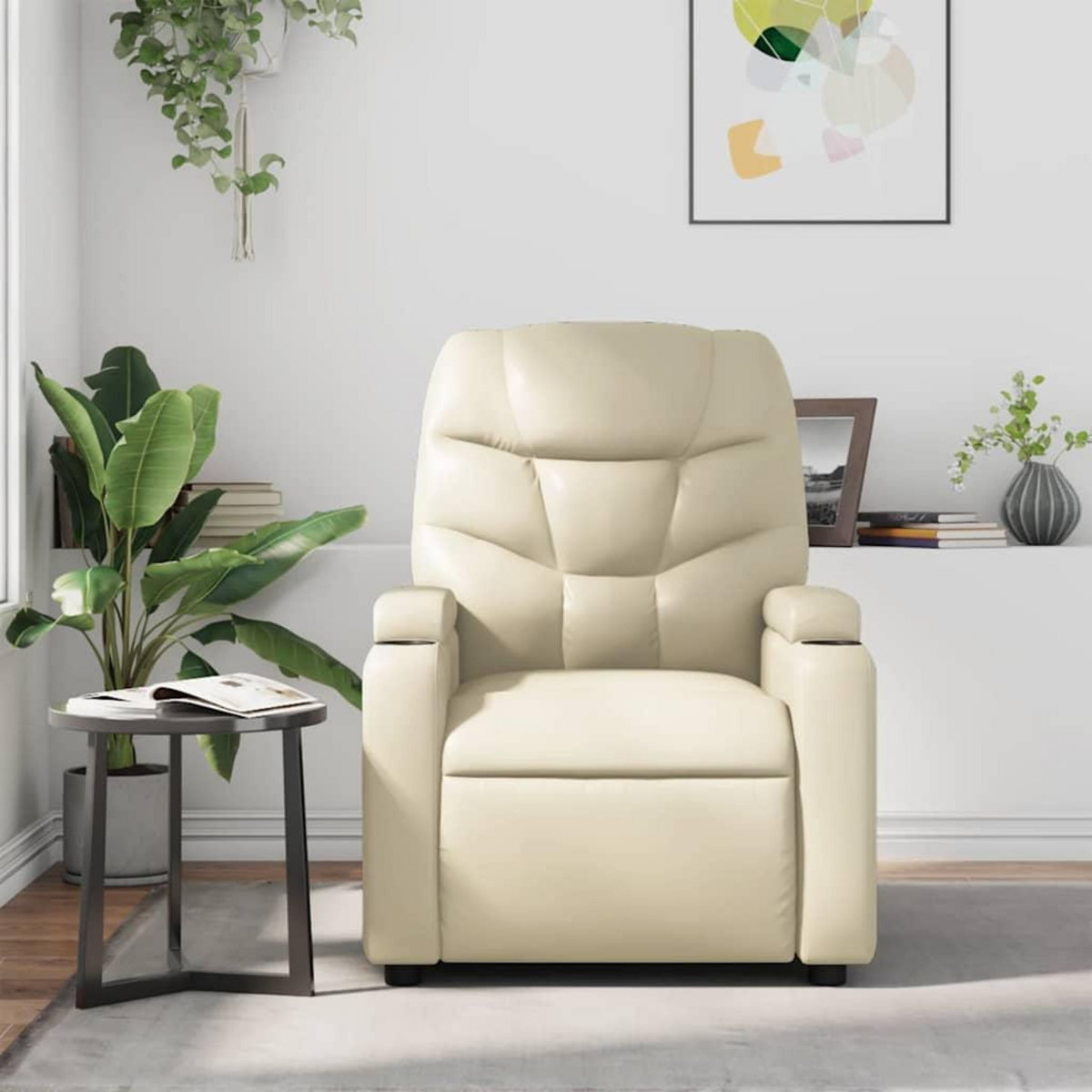 VIDAXL Fauteuil inclinable de massage Creme Similicuir