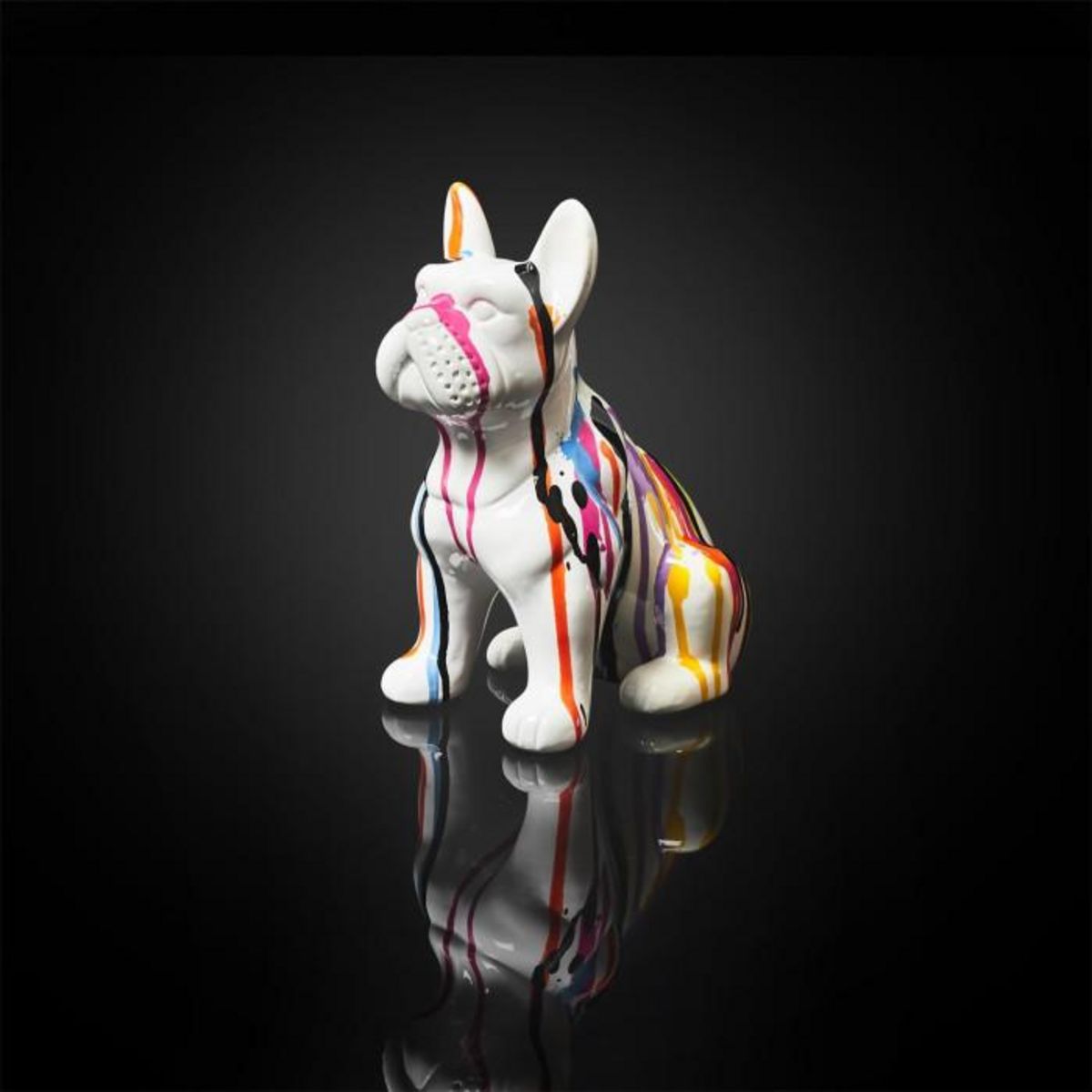 Paris Prix Statuette Déco  Bulldog Coulures  20cm Multicolore